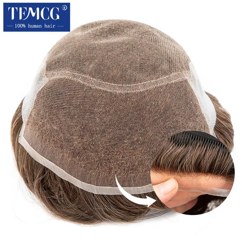 Toupee Men ha personalizzato i sistemi di sostituzione della protesi dei capelli maschili del merletto svizzero 100% parrucche del parrucchino dei capelli umani per i sistemi Exhuast degli uomini