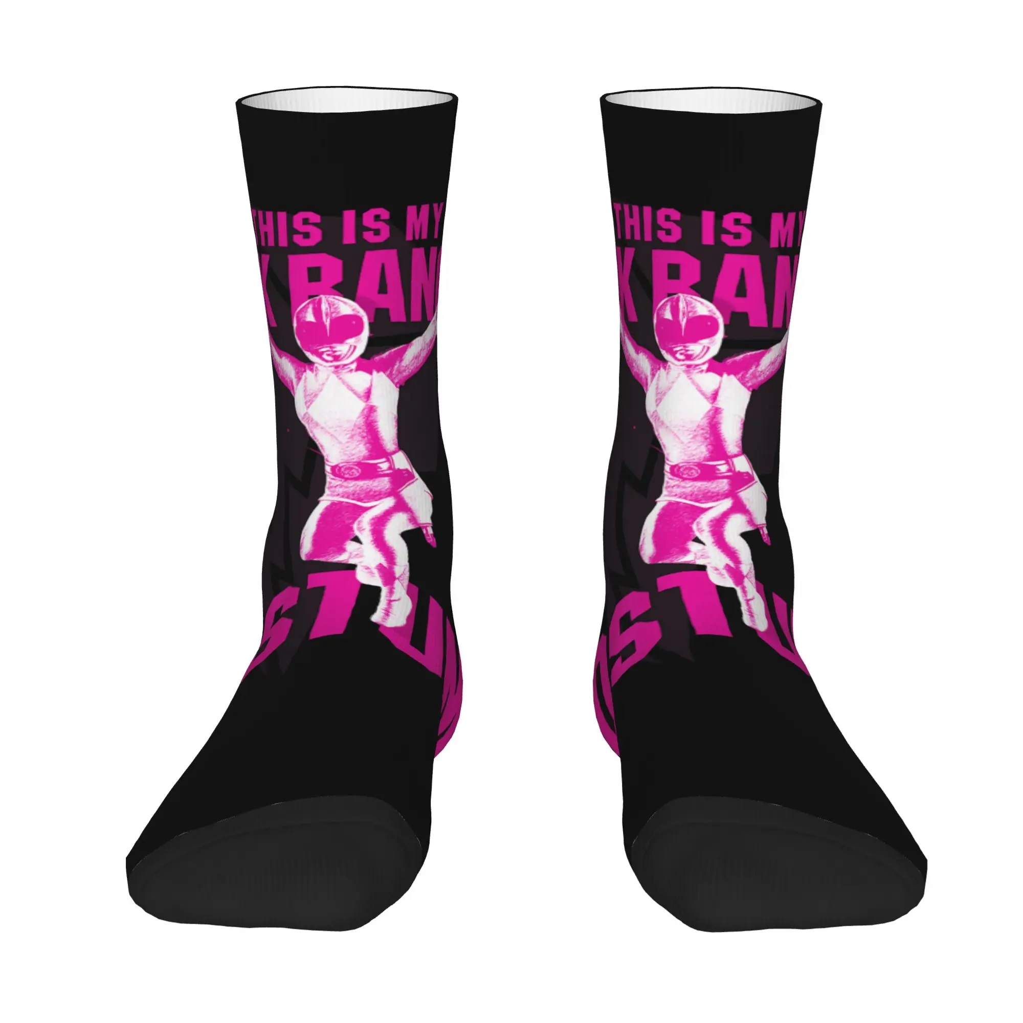 sports socks Power Rangers This is My Pink Ranger Costume Battle Pose Vintage Street Style Novelty Pattern Crazy Sock