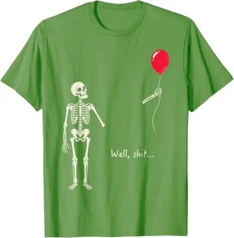 Y2k Gothic Skelett Halloween-Kostüm Humor Skelett Verlorener Ballon Scheiße Lustiges Sprichwort Zitat Herren Damen T-Shirt FSkeleton Tees – Detail 9