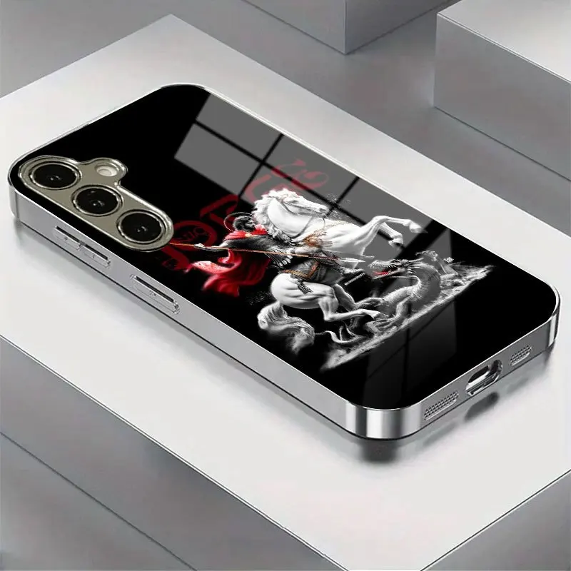 

Новый чехол для телефона с гальваническим золотым покрытием для Samsung Galaxy S26 Ultra S25 Plus S24 S23 S22 FE, закаленное стекло, художественные текстурные узоры