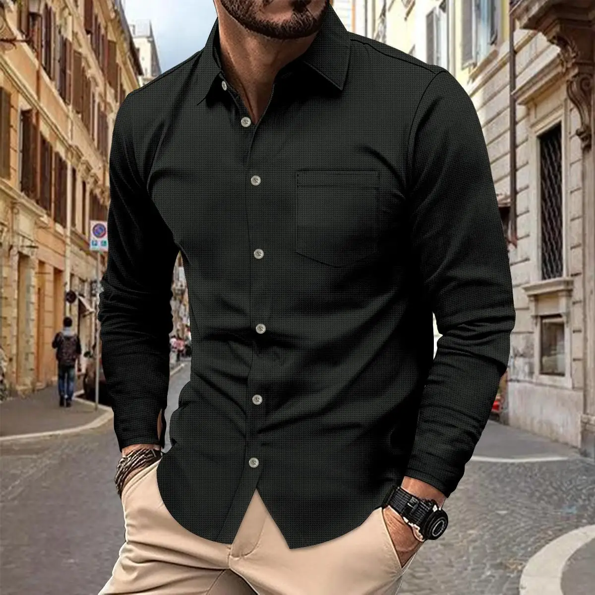 

Youth Long Sve Button up irt Top Loose Fit Thiened Spring Autumn M Faion Pure Color Casual Busin irt