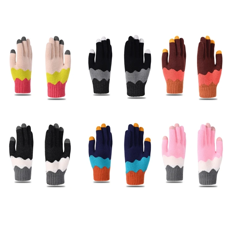 

Three-color Splicing Warm Couple Students Writing and Cycling Full-finger Gloves