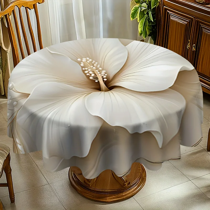 One elegant white flower tablecloth - High-end decorative fabric, enhancing the taste of your home