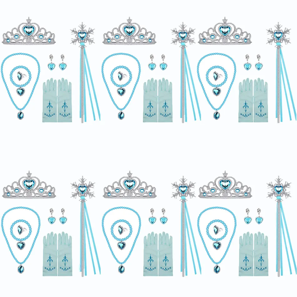

Оптовая продажа, 6/12 шт./лот, принцесса на Хэллоуин для девочек, косплей, алмазная корона с волшебной лентой в виде снежинки, детский подарок на день рождения