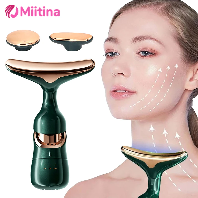 

3 IN 1 Neck Facial Massager Lifting Device Microcurrent Photon Therapy Vibration Face Anti Wrinkles Tightening Skin Care Tools