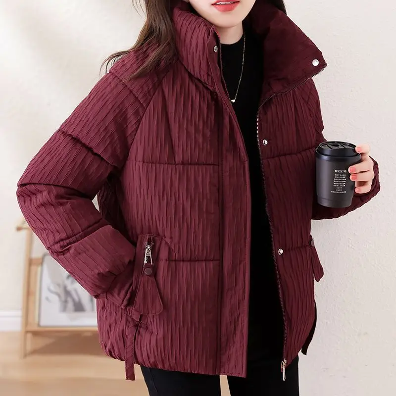 Winter 2026 New Vertical Collar Down Cotton-Padded Jacket Women Short Overcoat Loose Thicke Warm Parka Cold-proof Cotton Jackets