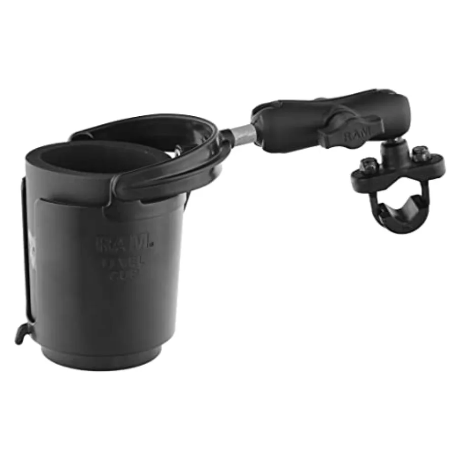 

Self-Leveling Cup Holder Mount with U-Bolt Handlebar Base, RAM Level Cup for Motorcycle, ATV and Boat Rails, B Size 1" Ball RAM