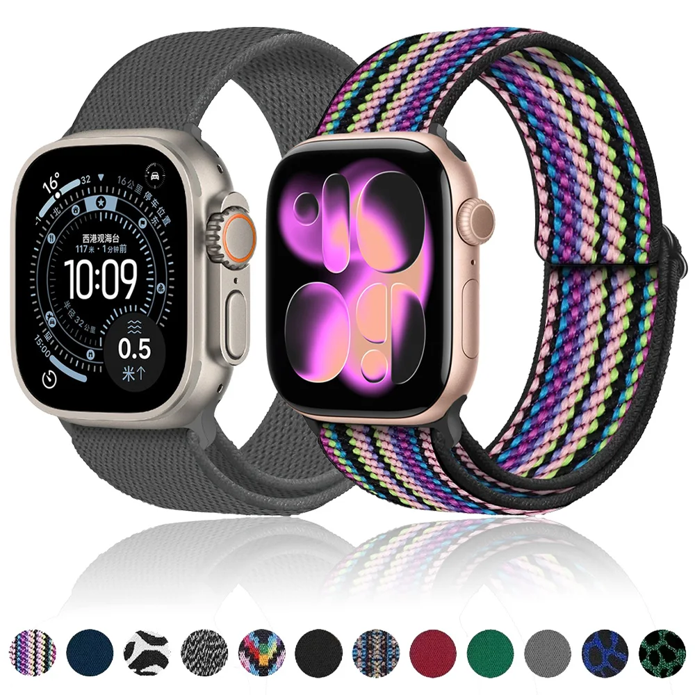Nylon-Schlaufenarmband für Apple Watch Ultra 3 2 1 49mm 11 10 46mm 42mm 9 8 7 45mm 41mm Atmungsaktives Band iWatch 6 SE 44mm 40mm Armband