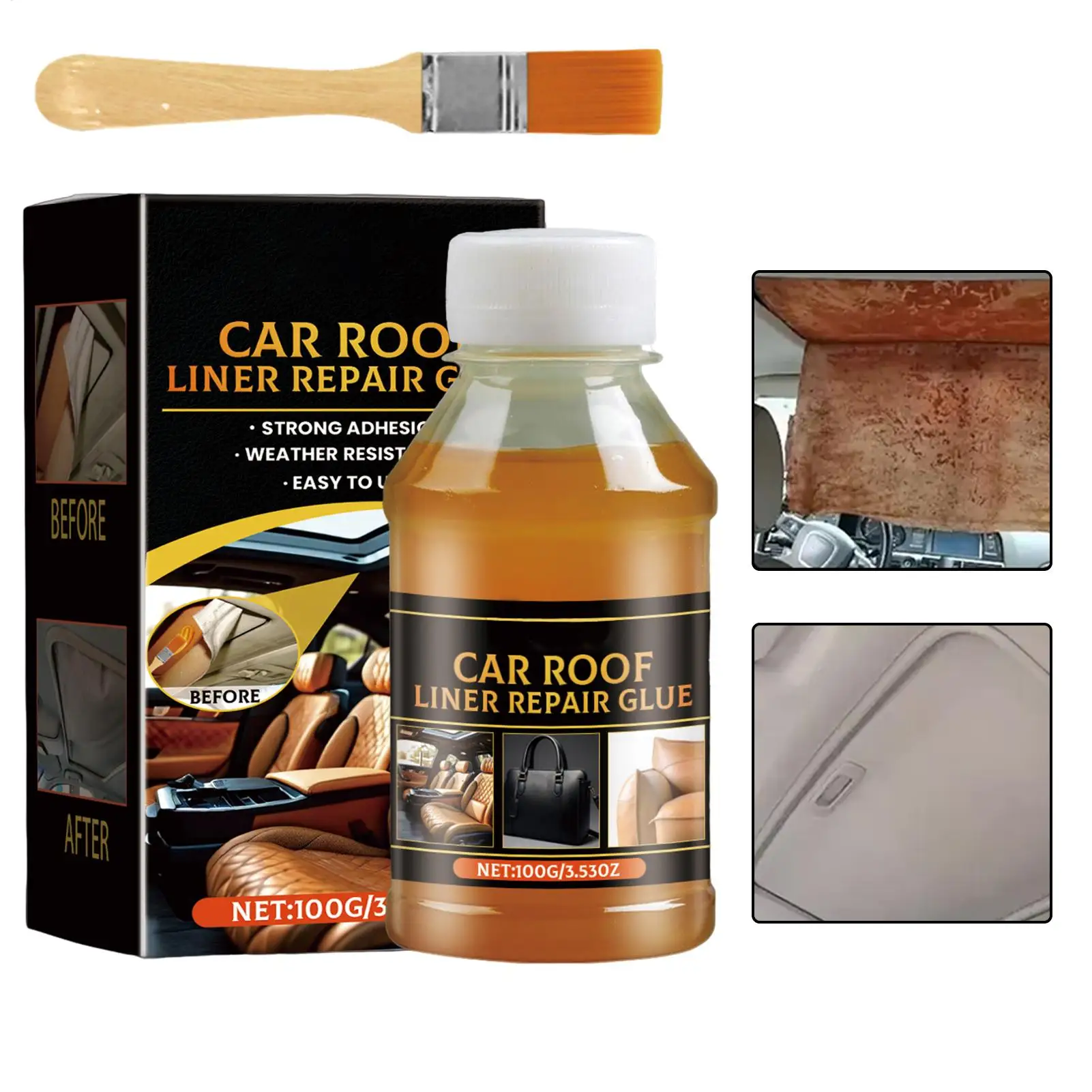 100g Headliner Glue Automotive Headliner Glue Automotive Strong Adhesive with Brush Upholstery Repair for Leather Fabric Canvas