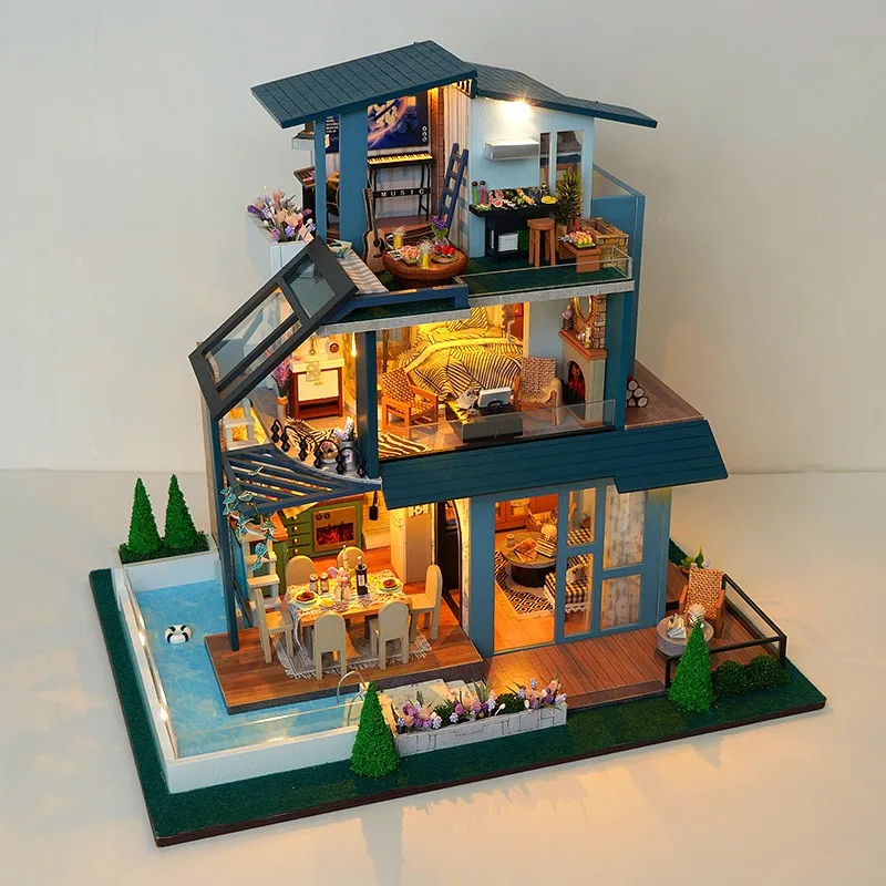 

Cottage hand-assembled open three-story vacation sunshine forest villa toy ornament creative seven