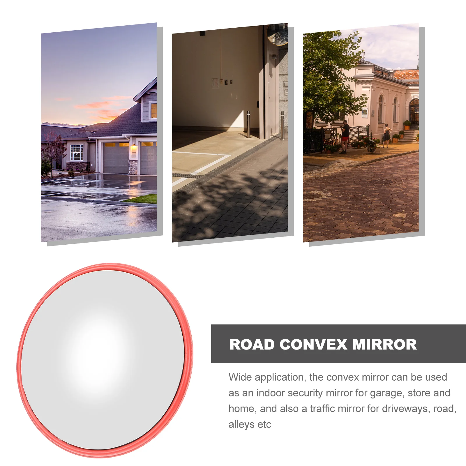 Traffic Mirror Convex Round Indoor Security Outdoor Acrylic Aluminum Film Road Blind Spot Office Anti-theft for Garage and