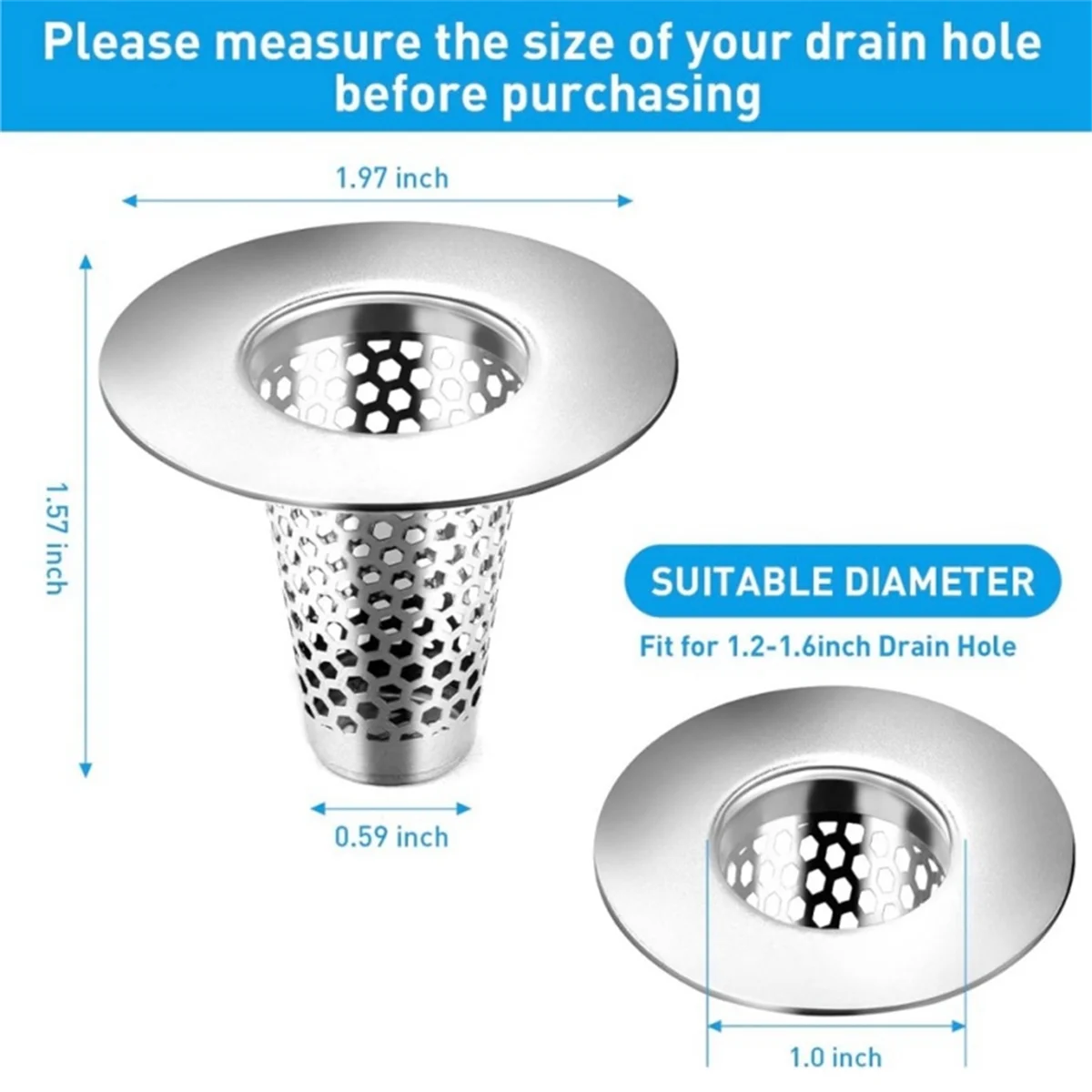 

Bathroom Sink Drain Strainers,Small Conical Premium Stainless Steel Porous Hair Catcher, Drainer FilterHUG