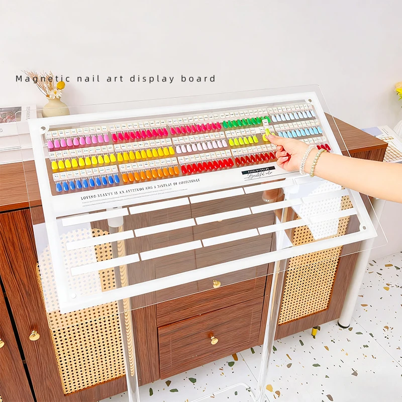 Customizable professional salon display panel factory nail products magnetic acrylic new design nail swatch display stand