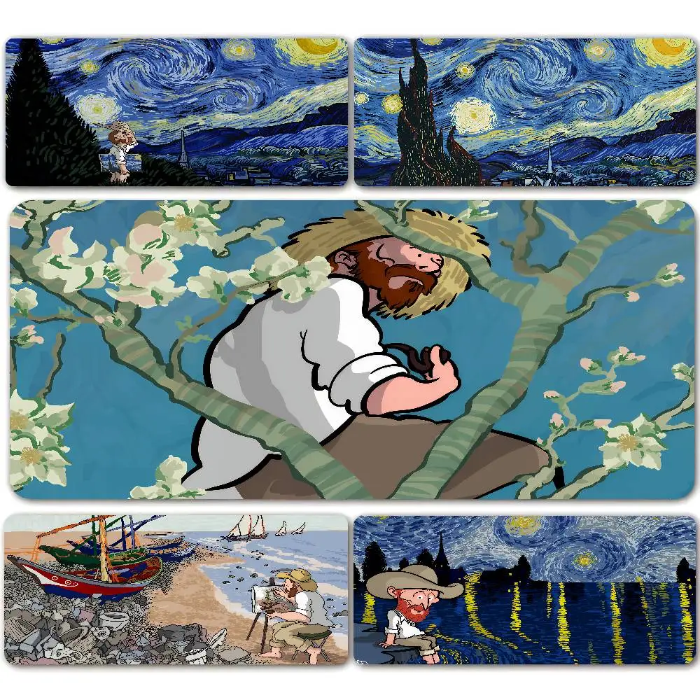 Van Gogh Mouse Pad Cartoon Non-slip Mat Large Pc Gamer Cabinet Keyboard Deskmat Design Gaming Accessories Computer Mousepad XXL