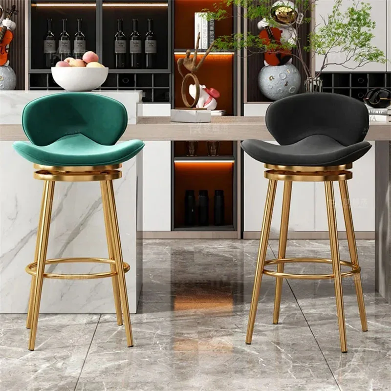 Modern Light Luxury Bar Chair Swivel Round Stool Campany Front Desk Cashier Counter Stools Kitchen Island Backrest High Stool