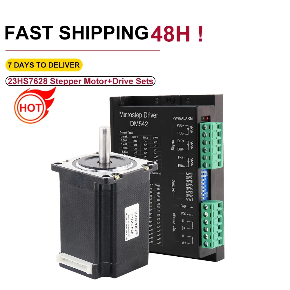 

Nema 23 Stepper Motor 23HS7628 2.8A 189N.cm motor driver DM542 with 57 motor for 3D printer accessories