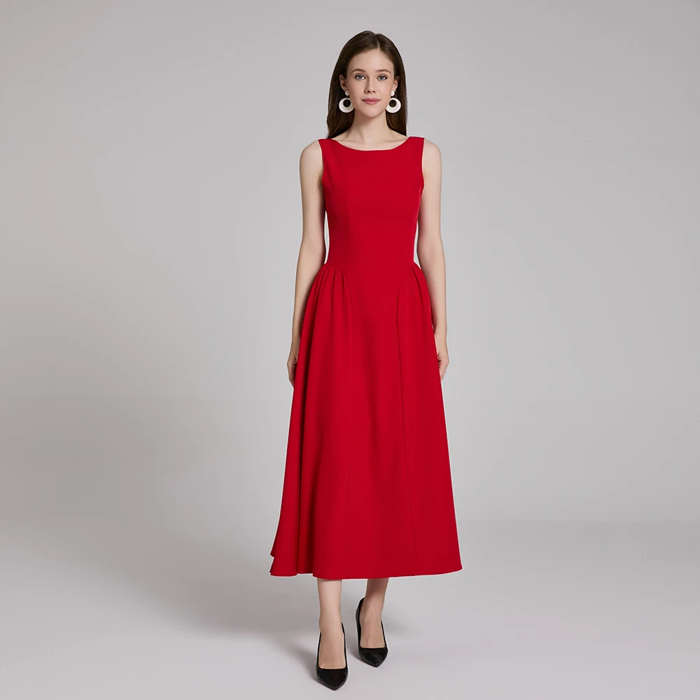 Suninheart 2025 Elegant and Beautiful Women's Dresses Red Sleeveless New Year Party Dresses Sexy Casual Birthday Dress