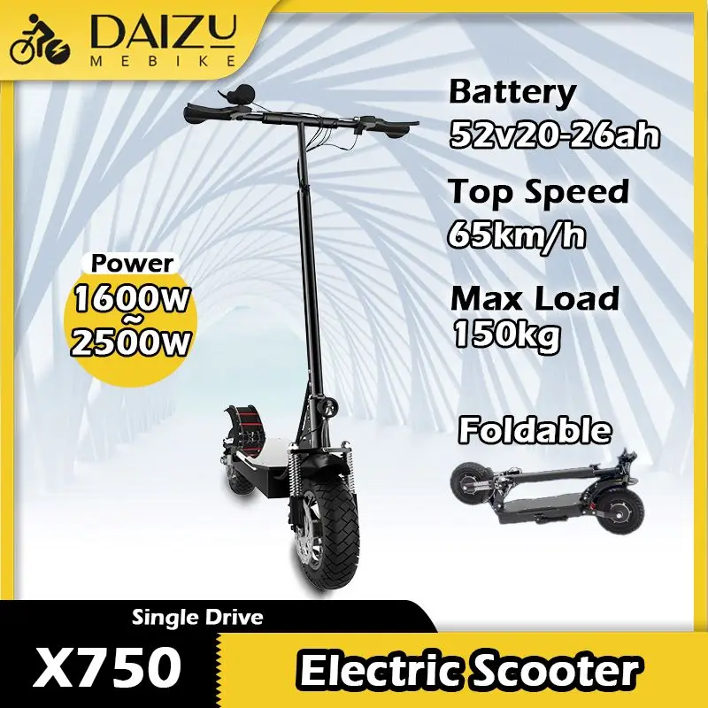 52V Powerful Lithium Battery Electric Scooter X750 65KM/H Maximum Speed 85KM Maximum Distance E-Scooter Foldable Single Drive