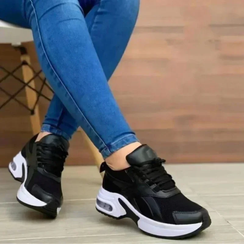 Zapatillas de deporte de lona para mujer, zapatos deportivos con plataforma, calados, novedad, de lujo