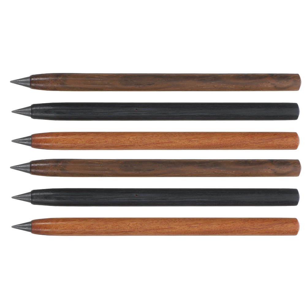 

6pcs Solid Wood Pencils Wooden Barrel Never Sharpen Ideal Student Teacher Back to School Writing Tool Long Lasting