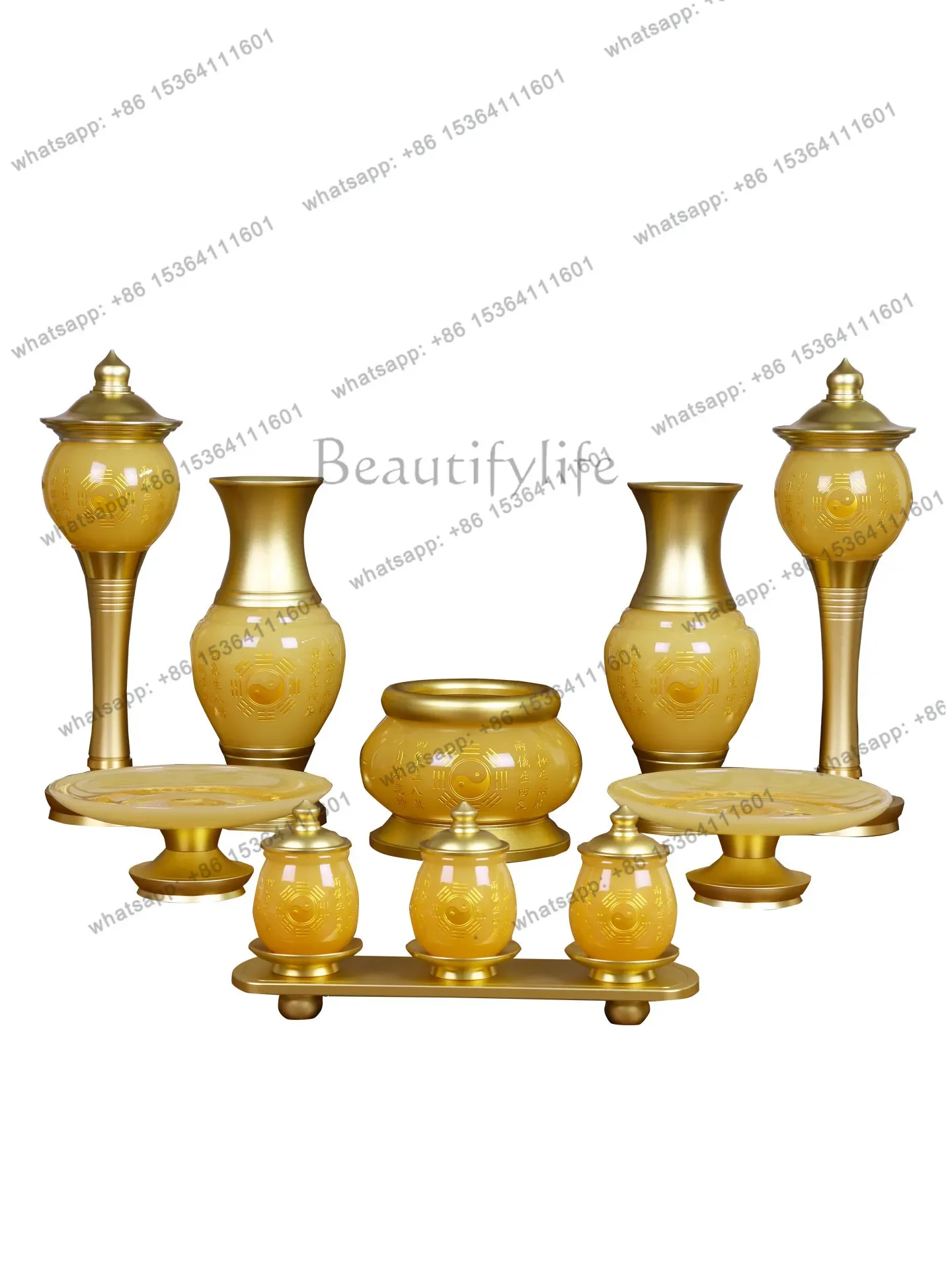 

LJYHan jade offering supplies full set of vase ornaments
