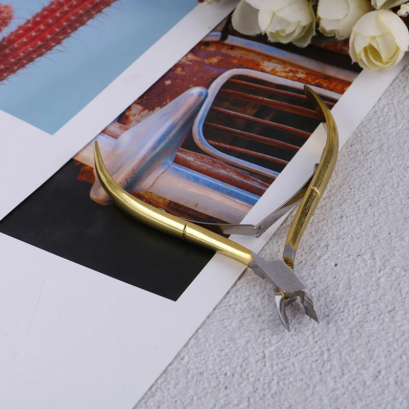 1-Pcs 스테인레스 스틸 큐티클 니퍼-정확한 죽은 피부 트리밍 매니큐어 도구를위한 날카로운 곡선 턱 가위 네일 케어 키트