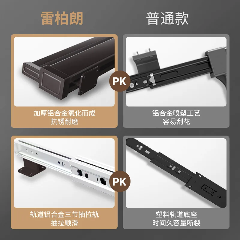 شماعة قابلة للسحب قابلة للسحب لغرفة الملابس المنزلية متعددة الوظائف مع رف سراويل مدمج منزلق عازل للتخميد #5