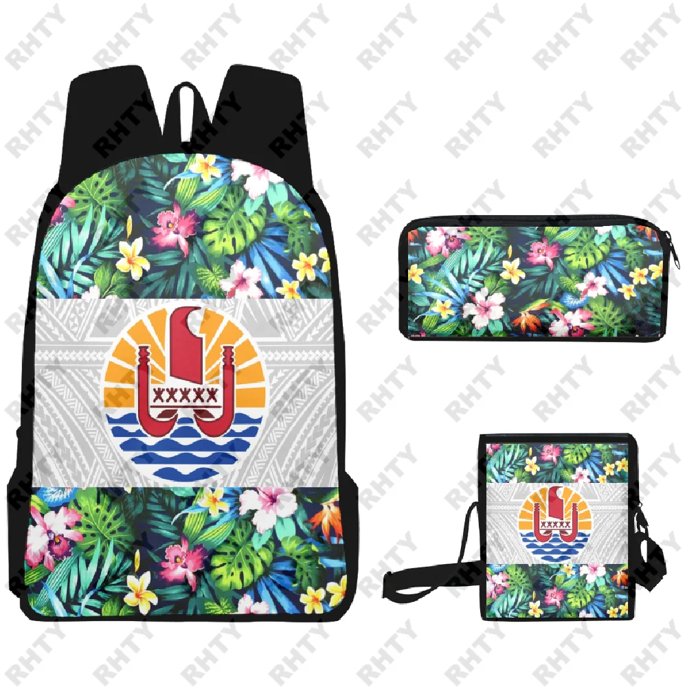 3D Tahiti Traditional Tribal Red Rose Boys Girl Waterproof Fashion Backpack Streetwear Teenagers Laptop Backpack Bags Travel Bag