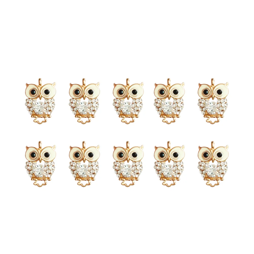 

10pcs Stylish Owl Shape Pendants Charms Creative DIY Jewelry Making Accessory DIY Supplies for Necklace Bracelet (Golden)