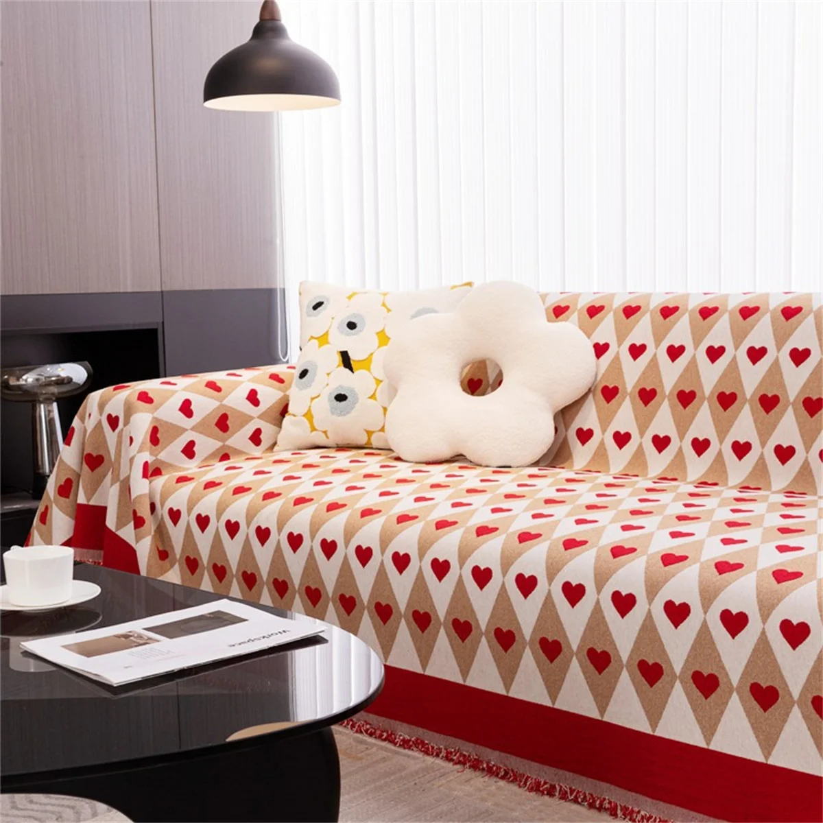 1PC Modern Minimalist Heart-shaped Add Thick Sofa Cover Seasons Universal Anti Cat Scratch Living Room Dustproof Sofa Cover