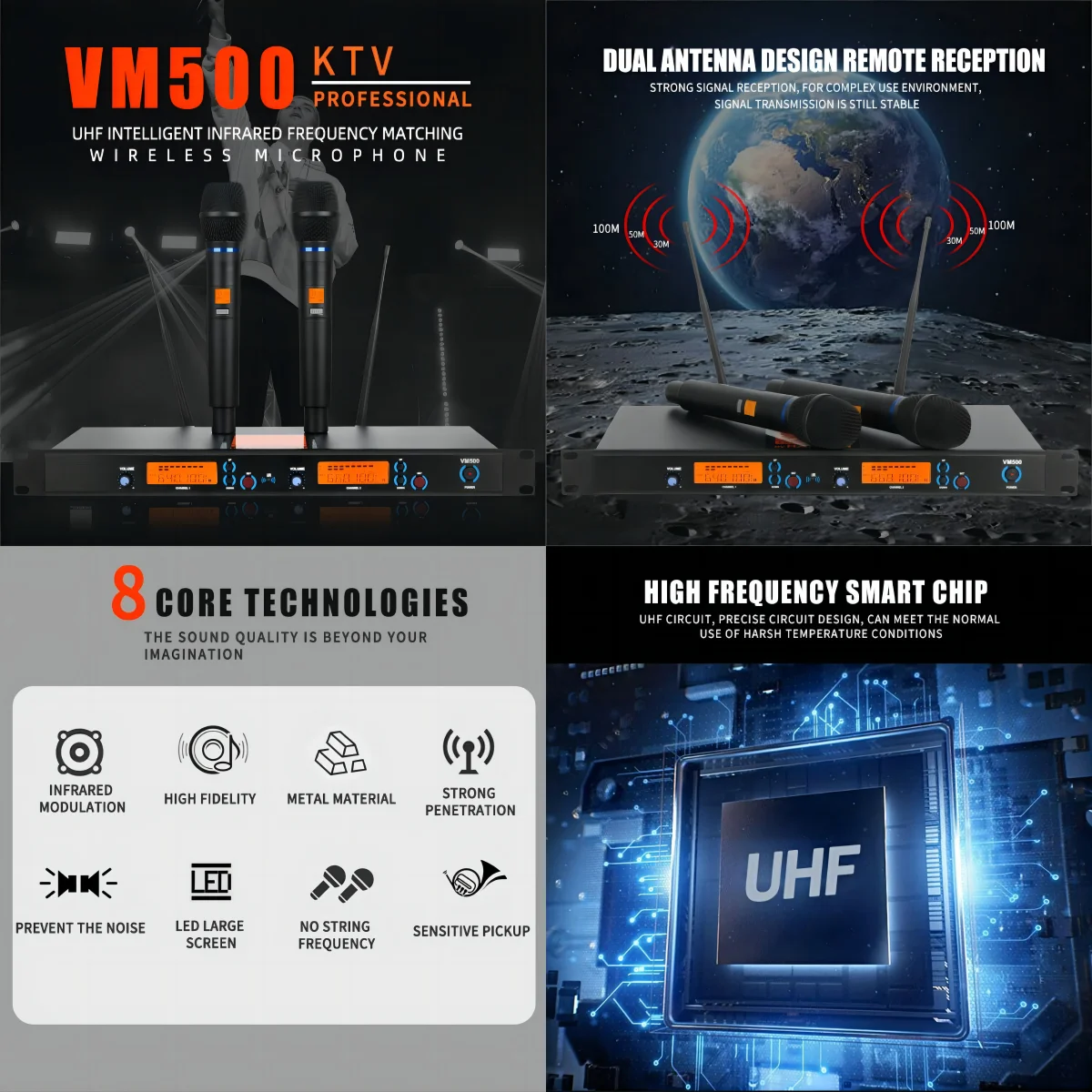 ميكروفون لاسلكي احترافي بقناتين UHF لعام 2025 لمكبر صوت الفيديو عالي الدقة وميكروفون عالمي أصلي/مايك بانغ فيديوك #3