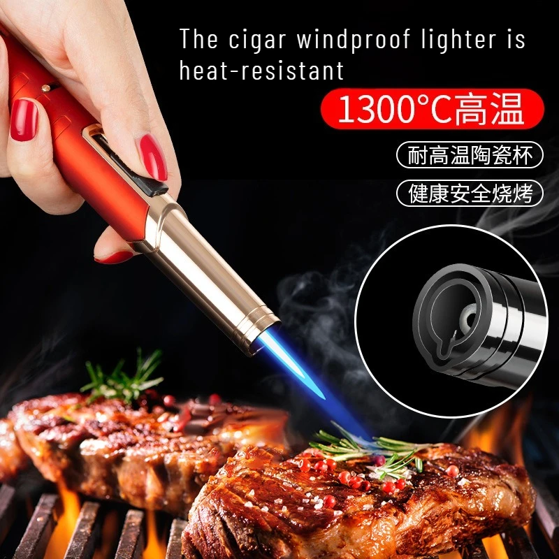 High Appearance Level Windproof Cigar Lighter High-temperature Resistant Moxibustion Inflatable Portable Direct-flush Igniter
