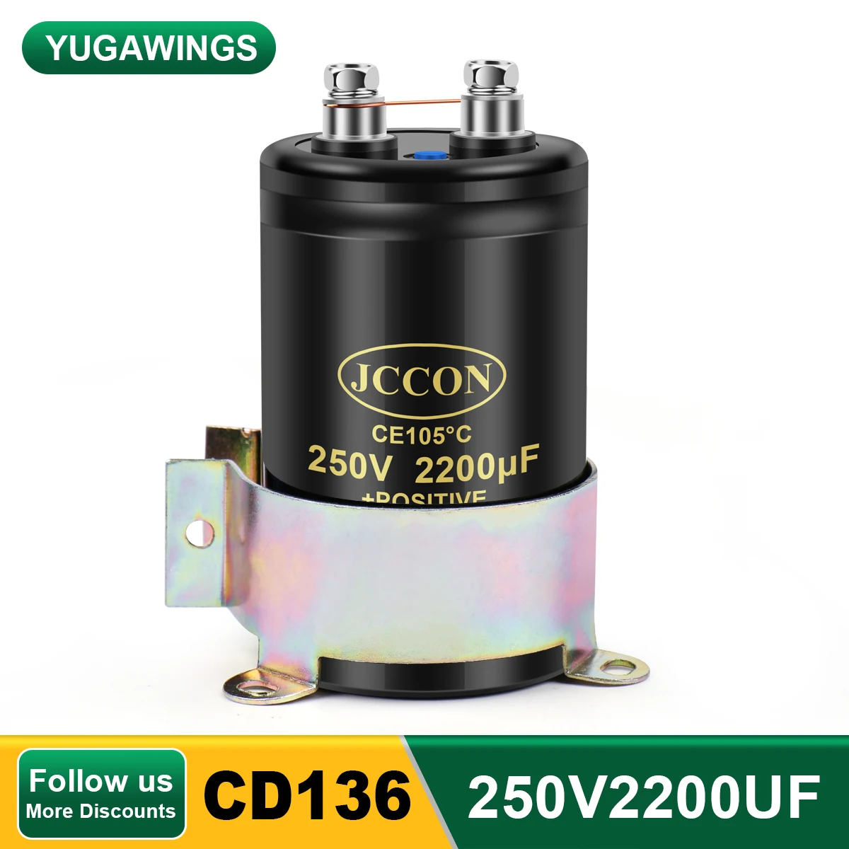 

250V2200UF 50x80 MFD Aluminum Screw Audio Filtering Electrolytic Capacitor 105℃ JCCON CD136 Bolt Capacitors 22000UF