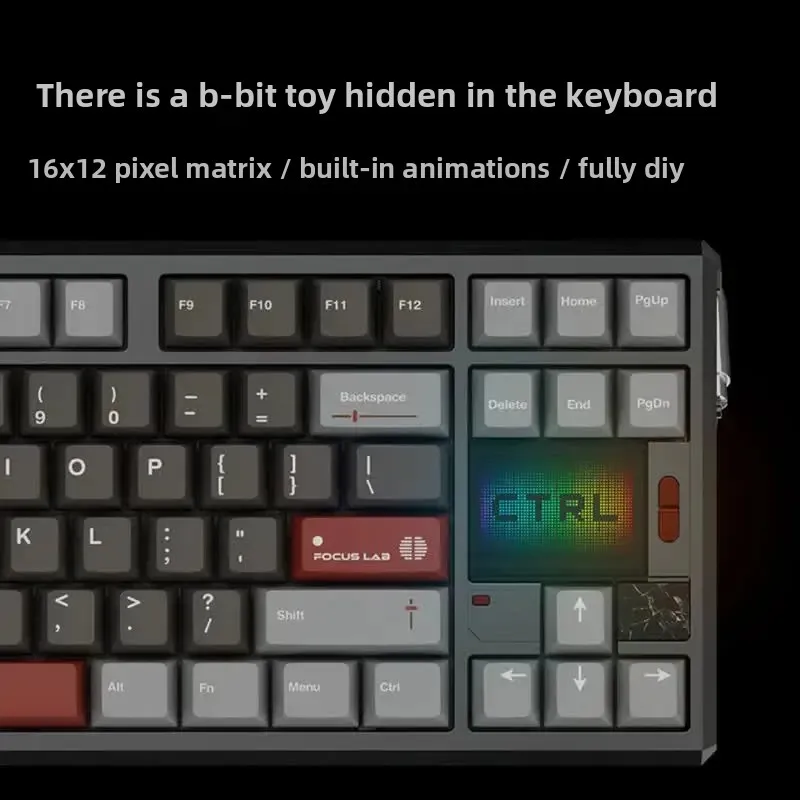 FOCUS LAB Ctrl87 Mechanical Keyboard Electrically Adjustable Height Three-mode Hot Swap Customize Keyboard Custom Color Screen