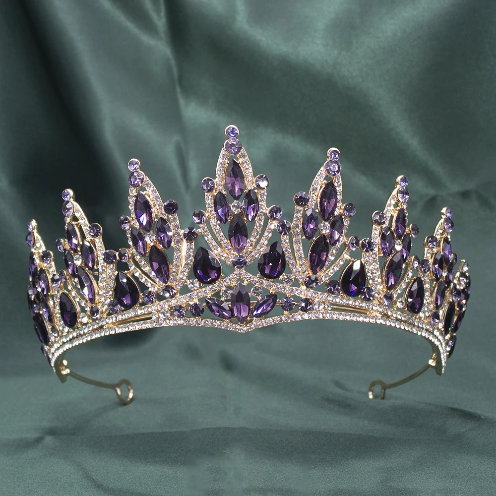 غطاء رأس على شكل تاج كريستالي فاخر على الطراز الباروكي - تاج الملكة / إكسسوار مجوهرات شعر الأميرة المسائية