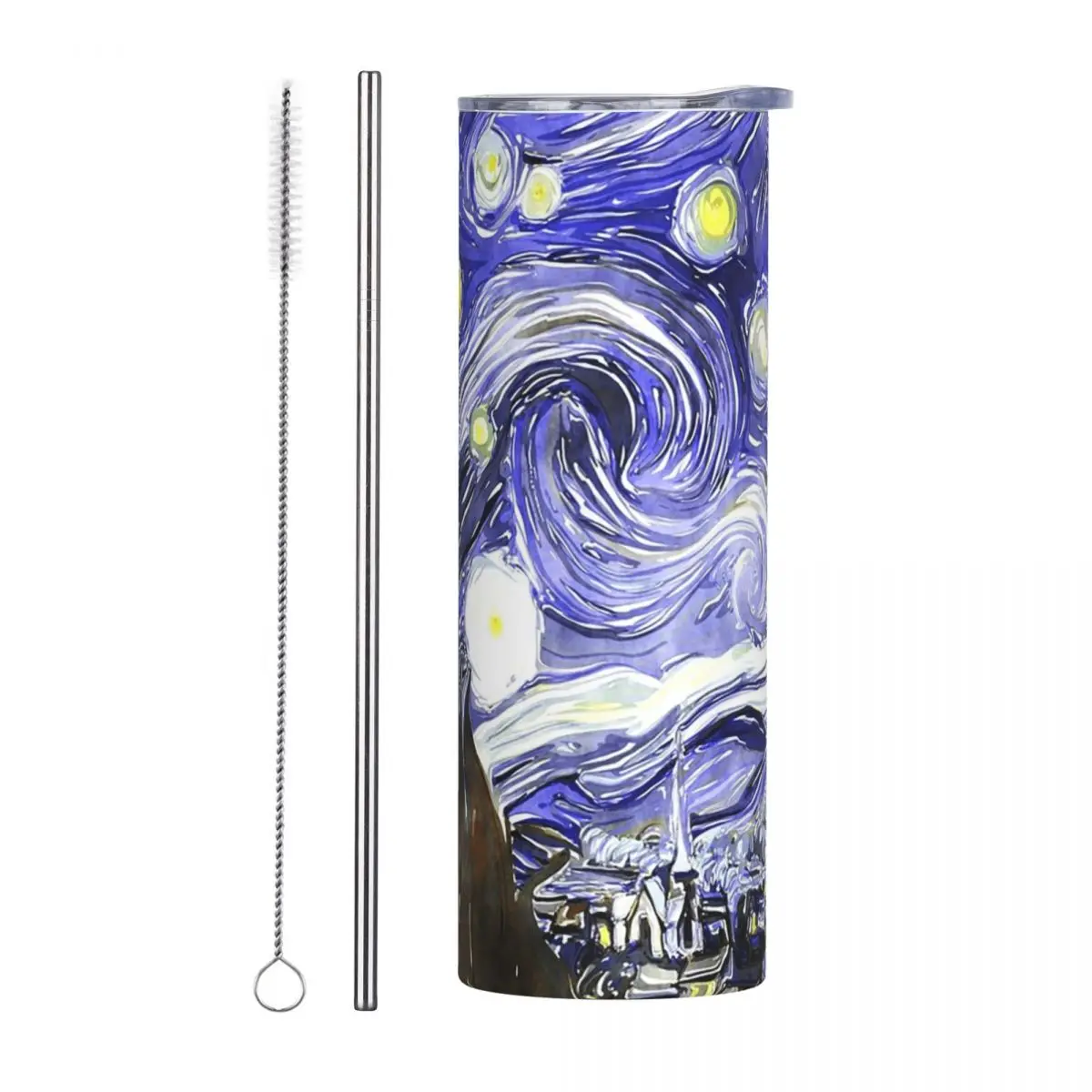 Vincent Van Gogh Paintings Starry Nigh Stainless Steel Tumbler Vacuum Insulated Mugs Thermal Cold Cup Straws With Lid 20oz