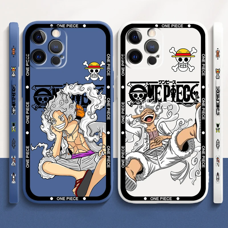 One P-Piece Luffy мультфильм жидкий левый канат для Apple iPhone 15 14 13 12 11 XS XR X 8 7 SE Pro Max Plus Mini чехол для телефона