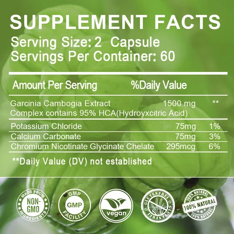 Garcinia Cambogia Capsules - Fat Burning & Detoxify The Intestines, Promote Metabolism, and Manage Healthy Weight, Unisex
