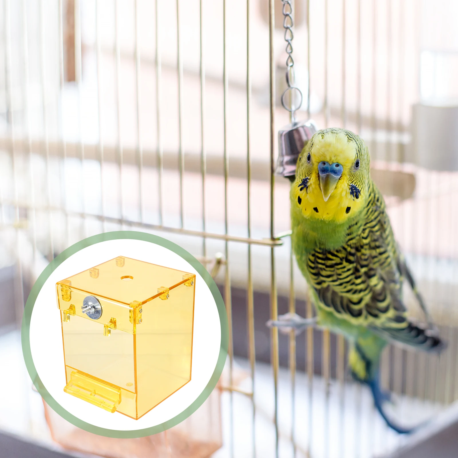

Acrylic Bird Bath Basin for Pet Birds Parrot Sparrow Cage Accessories Light Eco Friendly Hanging Bathtub Yellow Color Bird