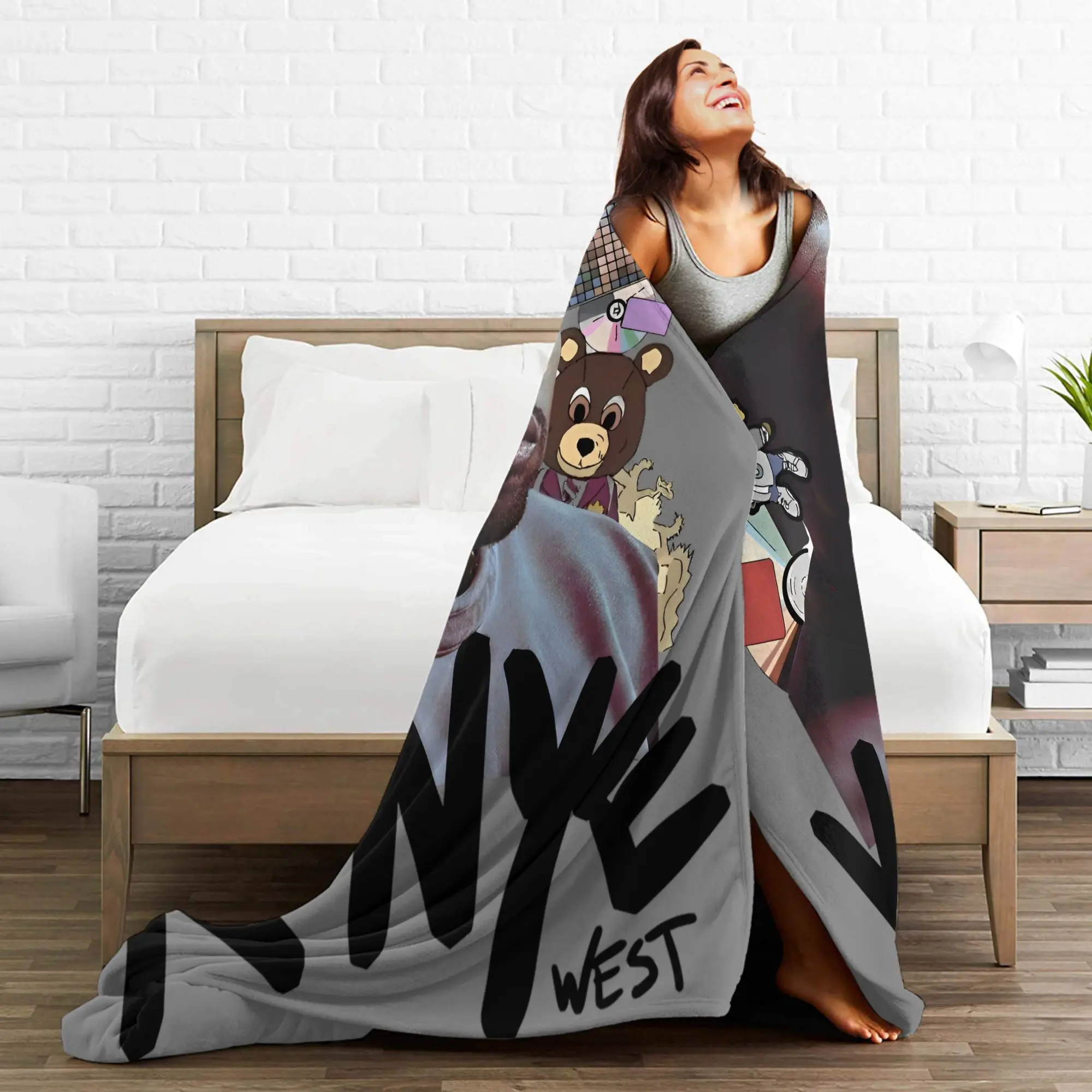 Kanye West Deken Flanel Lente Herfst Rapper Multifunctionele Superzachte Gooi Dekens voor Sofa Auto Spreien
