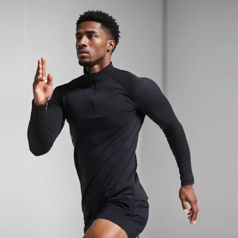 

2025 Fashionable and sporty long-sleeved, with zipper, comfortable and breathable, no pressure during exercise