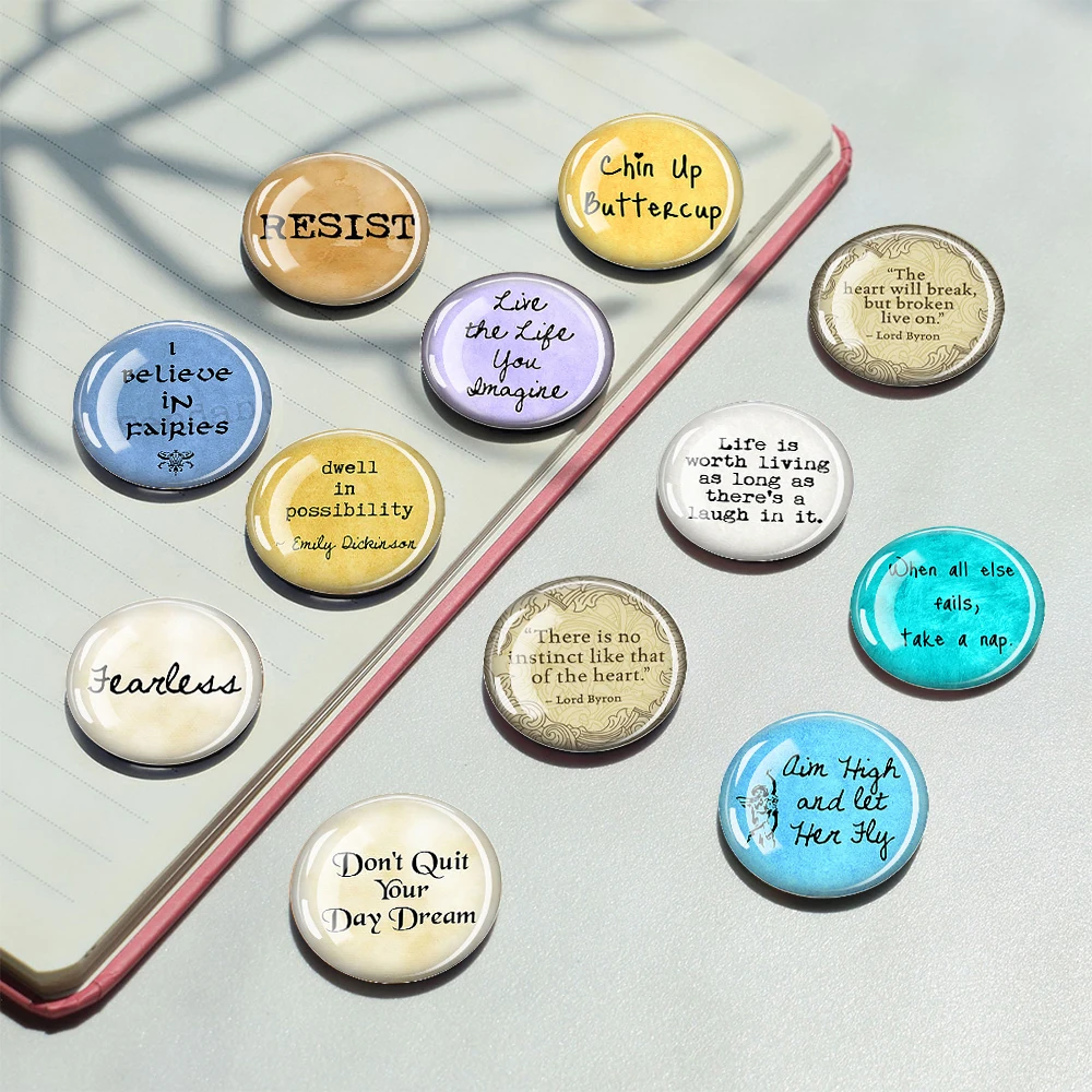 1PC Fridge Magnet Inspirational Quote Decorative Round Magnetic Home Kitchen Accessory Gift Decoration