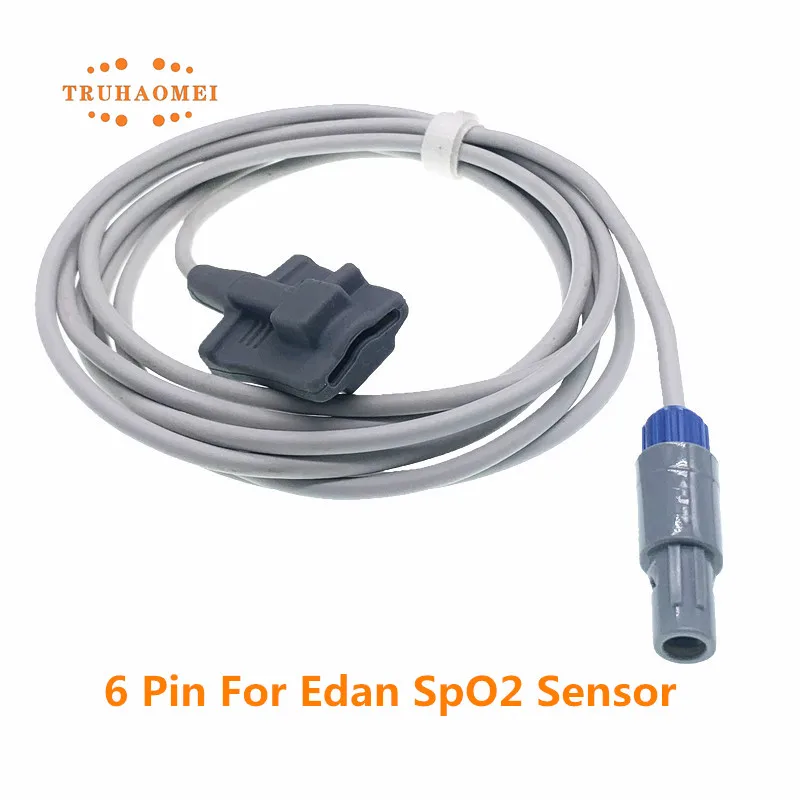 For Edan Creative Contec CMS9000 SpO2 Sensor 6 Pin Reusable SAO2 Probe Neonate Adult M3A M9 M8A iM9 iM80