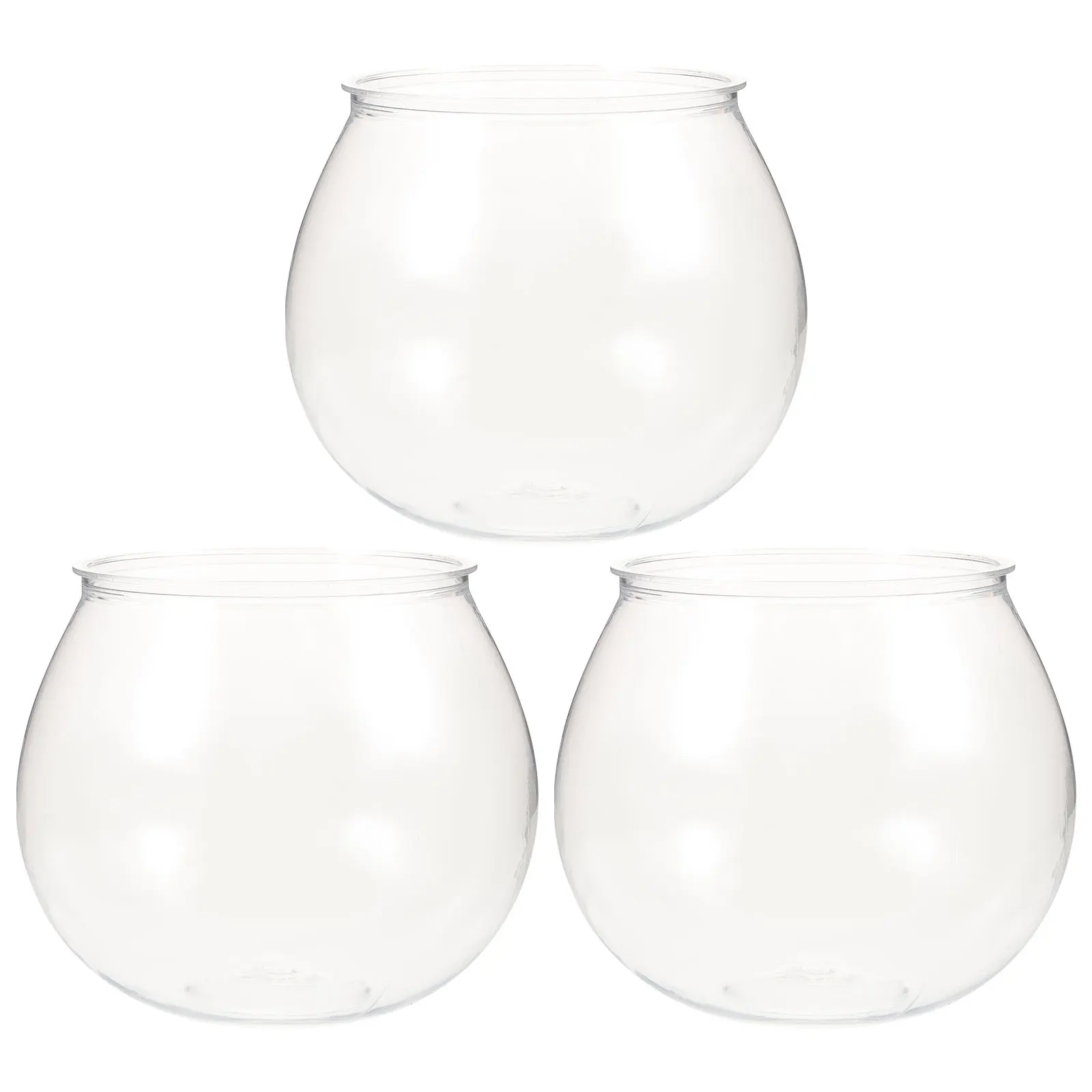 

3 Pcs Desktop Fish Tank Small Transparent Aquarium Globe Bowl Clear Plastic Betta Container Office Home Decor Pet Living