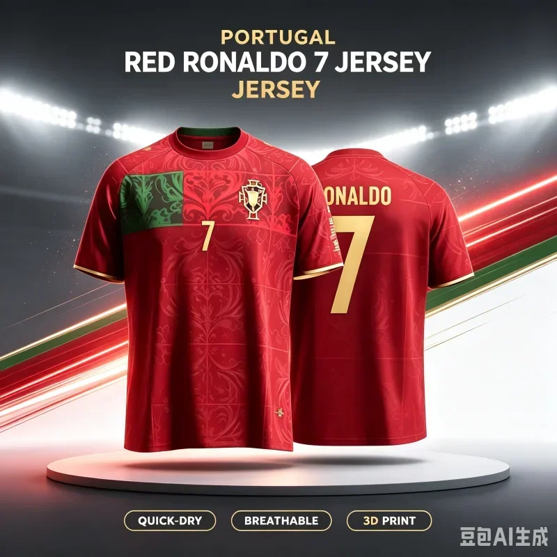2027 New Ronaldo Portugal Fan Customized Casual Sports Fast Drying Breathable 3D Printed T-shirt For Family And Children's Wear