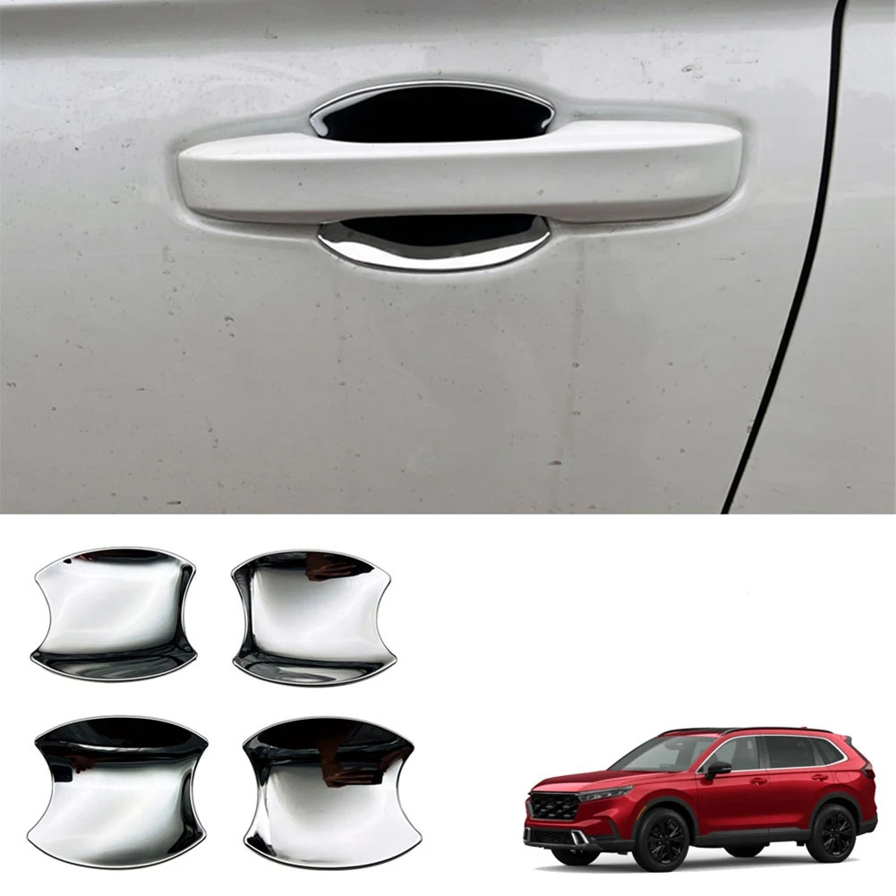 Car Chrome Silver External Door Handle Bowl Cover Cup Cavity Trim Insert Catch Molding for Honda CR-V CRV 2022 2023