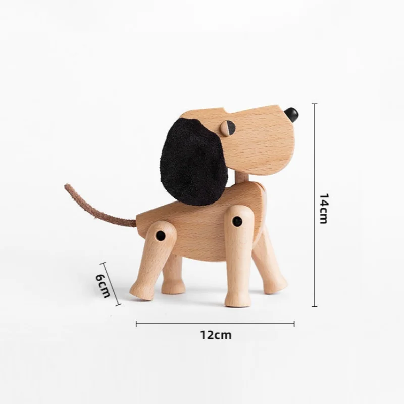 

Nordic Style Oscar Woodcarving Doggy Puppet Animal Beech with Wax Oil Home Furnishing Decor Creative Ornaments Gifts Toys Danish