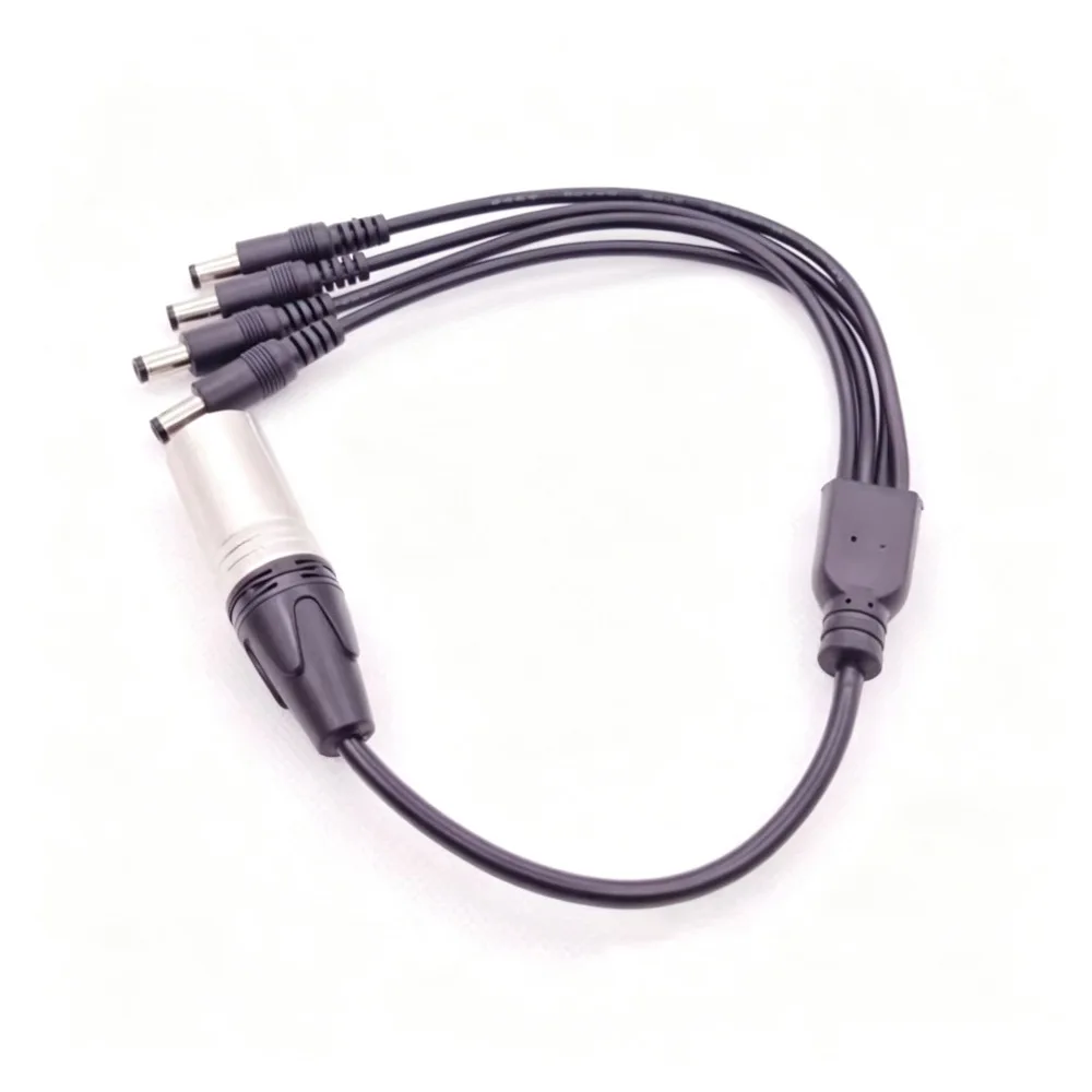 1 to 4 Way XLR 4Pin Male DC 5.5 x 2.1mm Power Splitter Adapter Cable Cord for Video Camera DV