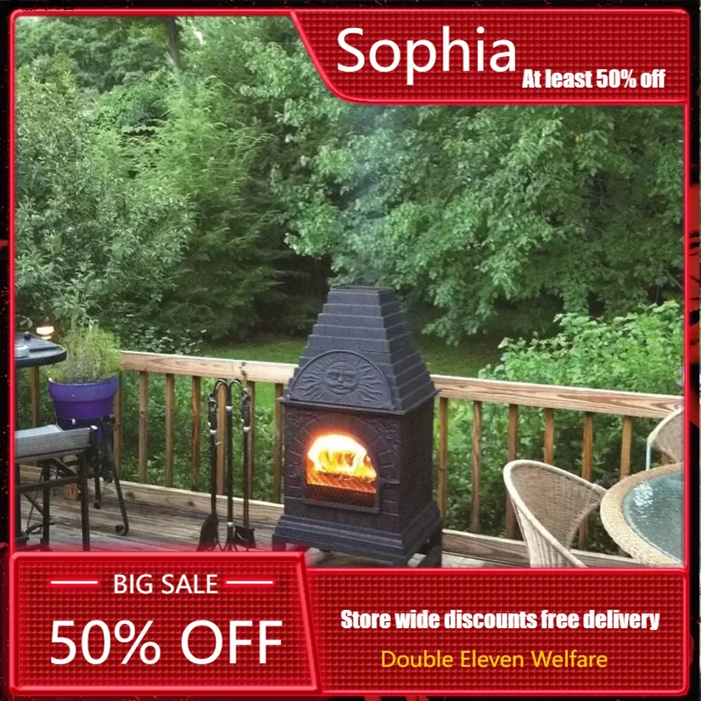 Outdoor Fireplace, Wood Burning Pit, Pizza Oven, Solid Cast Aluminum, Efficient Drawing, Large Firebox Outdoor Heating & Cooling