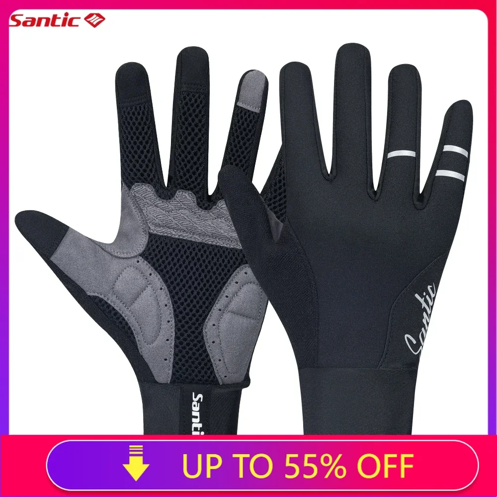 Santic New 2024 Winter Cycling Gloves Windproof and Warm with Fleece Cycling Gloves Outdoor Sports Equipment TZ24P209H